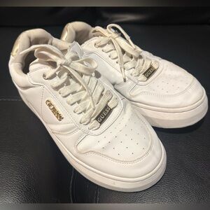 Guess White and Gold Thick Platform Shoes Size 8.5